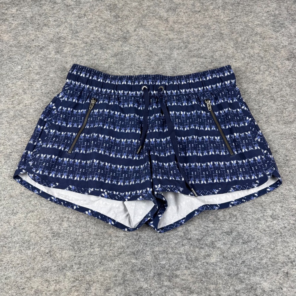 Athleta Ikat Stripe Sway Shorts 3" Zip Pockets 213026 Blue Womens XS - Picture 2 of 11